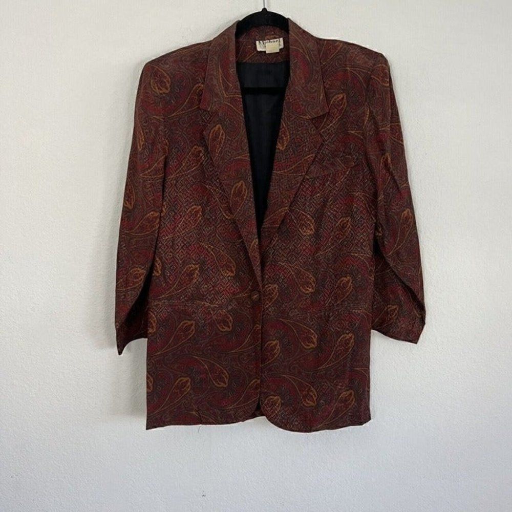 Michael & Company Womens Vintage Paisley Floral Jacket Blazer Jacket Size Small